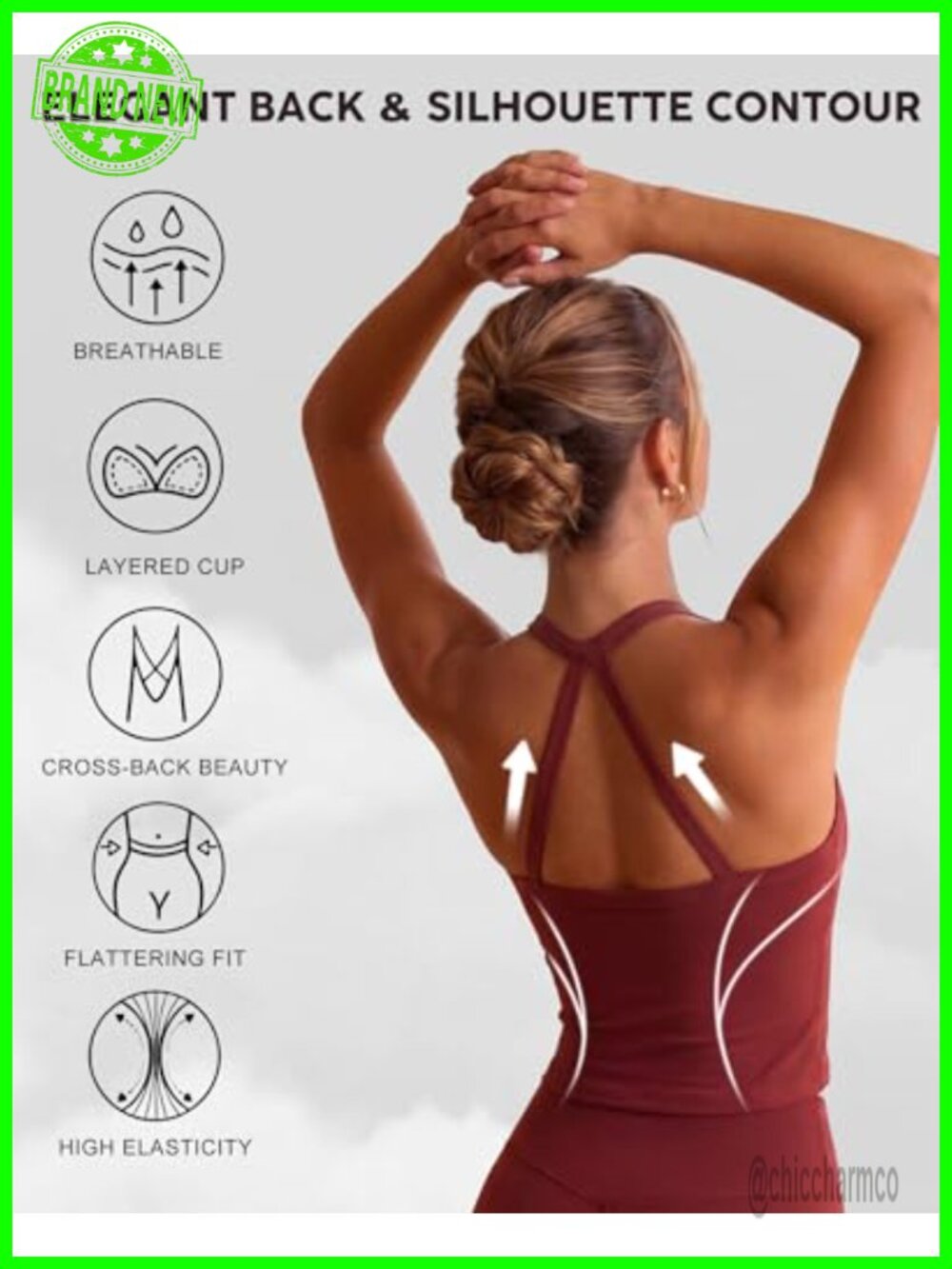 Women's Yoga Workout Tank Top Built-In Bra Crop Halter Neck - Picture 2 of 6